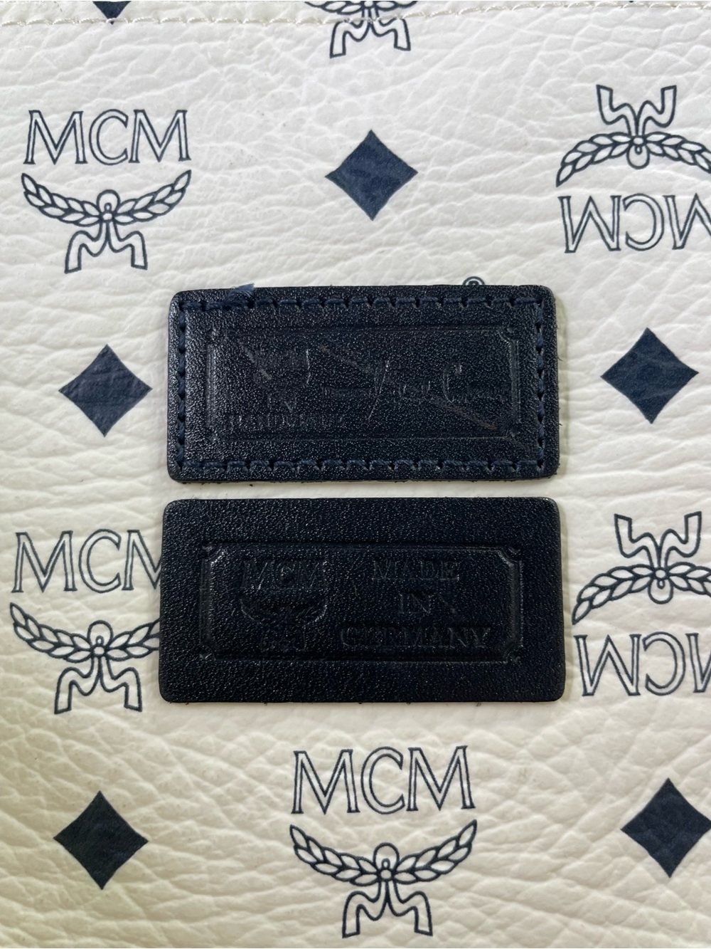 MCM White Logo Canvas Tote - Picture 5 of 13